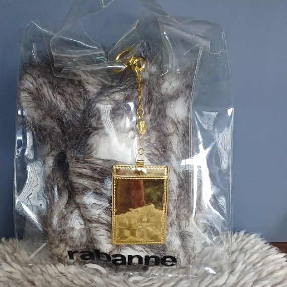 Paco Rabanne Clear Tote With Gold Pouch